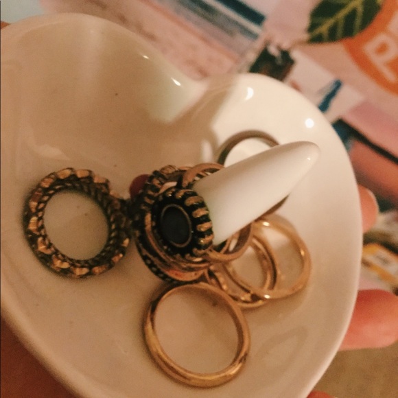 Forever 21 Jewelry - Heart shaped ring holder ( rings included) Forever 21 Jewelry - Heart shaped ring holder ( rings included)